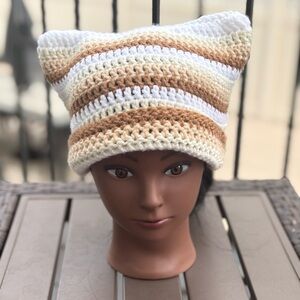 “Mocha Latte” Crochet Cat Beanie